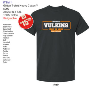 Item 01 Cégep de Victoriaville T-Shirt Gildan Noir 5000 2026