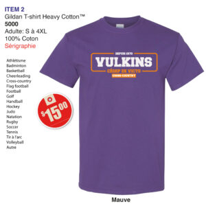 Item 02 Cégep de Victoriaville T-Shirt Gildan Mauve 5000 2026